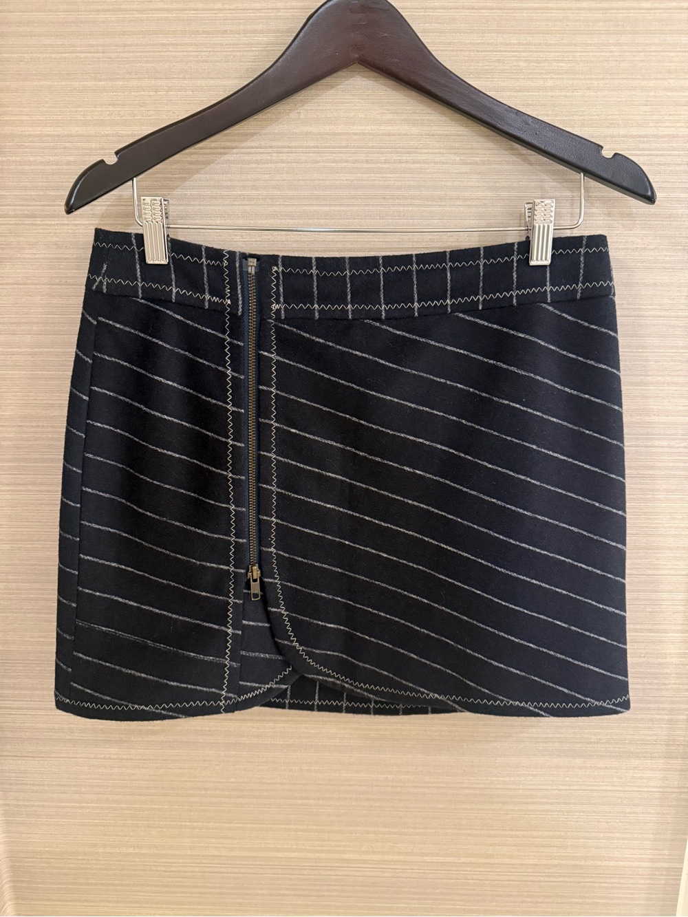 Purnell Santa Barbara Wool Blend Striped Zip Mini Skirt Size 6/28
